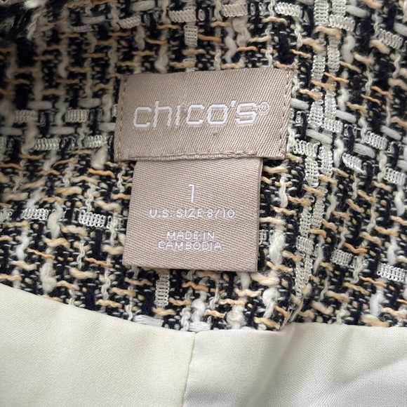 Chico's Black Tweed Fringe Blazer Jacket Women’s Size 8/10 (Chico’s Size 1) - Picture 3 of 15